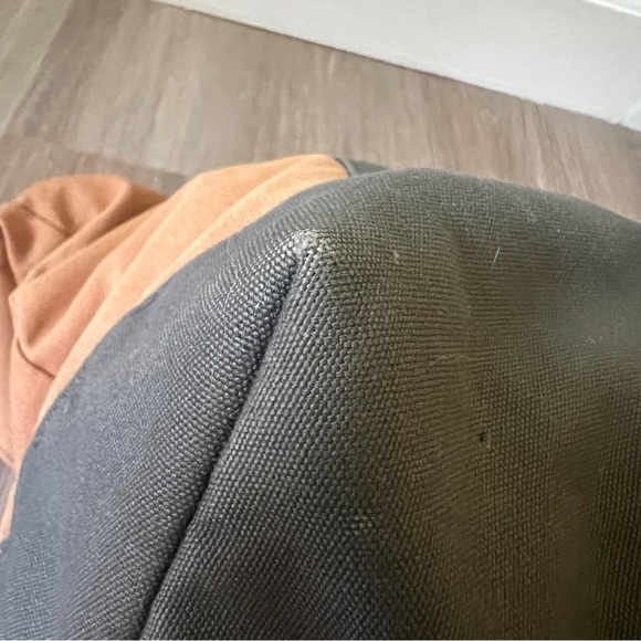 L.L. Bean Boat and Tote Canvas Bag Brown Green Leather tan olive - Picture 7 of 14